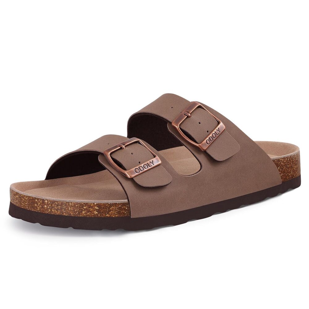 ODOLY WOMEN'S CORK FOOTBED SLIDE SANDAL, ARCH SUPPORT SUMMER OUTDOOR SANDALS WIT